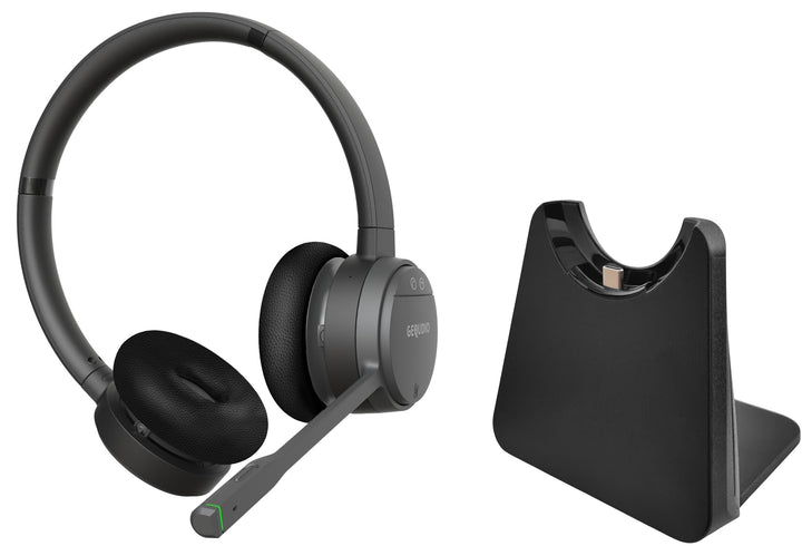 GEQUDIO GC-2 DECT Headset mit Ladestation für FritzBox - Kabellos Telefonieren am FritzFon – Duales
