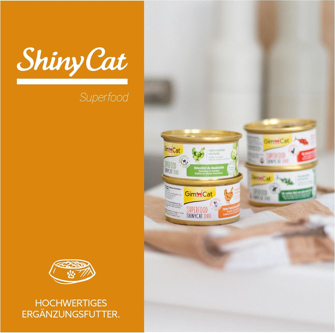 GimCat Superfood ShinyCat Duo Hühnchen mit Karotten - Katzenfutter mit saftigem Filet ohne Zuckerzus
