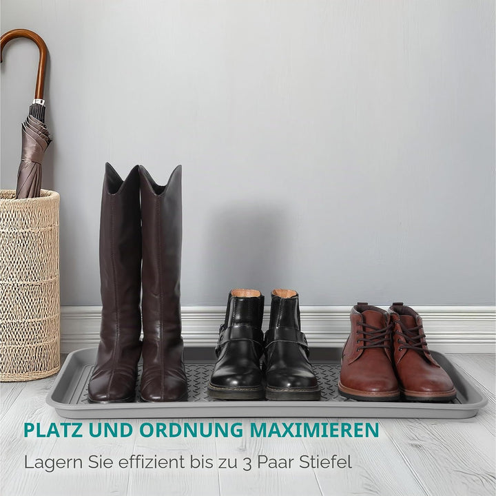 Navaris Schuhablage Schuhabtropfschale - 3X Schuhmatte Abtropfmatte - Schuh Abtropfschalen Grau für