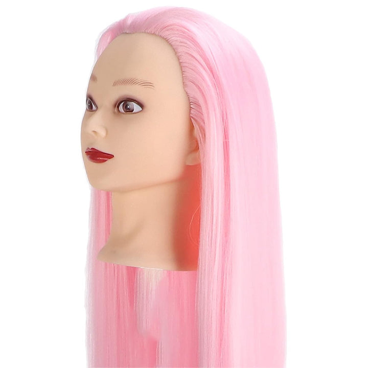 NSXAYIWE Rosa Haar-Mannequin-Kopf, Echthaar-Kosmetologie-Mannequin-Kopf, Puppenkopf für Haarstyling-
