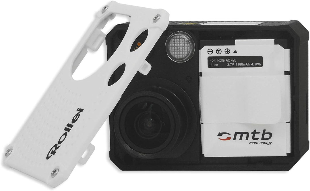 4X Akku + Dual-Ladegerät (Netz+Kfz+USB) kompatibel mit Rollei Actioncam 420 (4K Ultra WiFi)