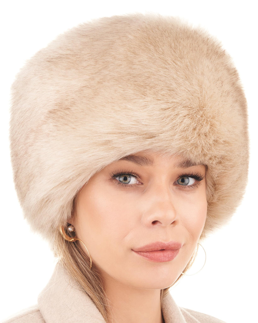 Futrzane Russische Kunstpelzmütze für Damen - Dichtes Fell - Eleganter Kosakenstil M Sibirisch-Gold,