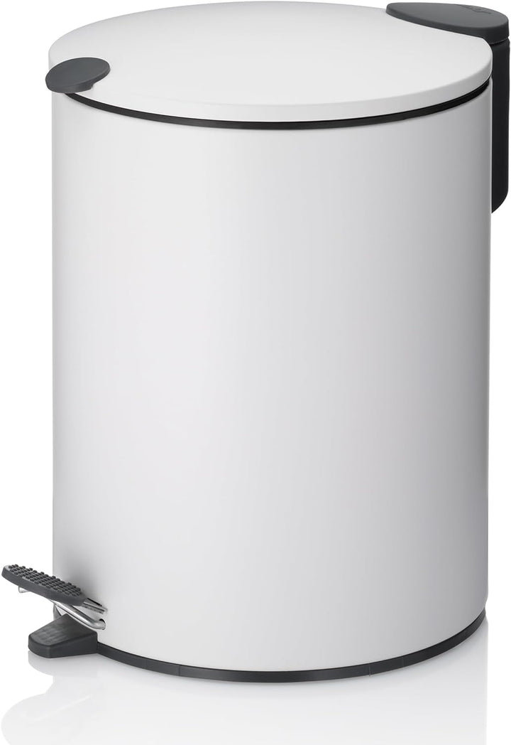kela Kosmetikeimer Mats, 5 L, Ø 20,5 cm, Metall, weiss, Silent-Close, herausnehmbarer Inneneimer mit