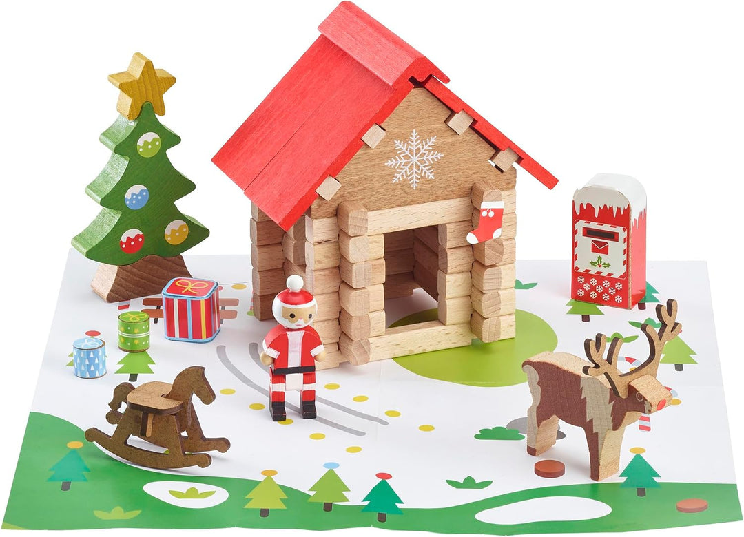 Jeujura - Weihnachtsmannhütte – 60 Teile – Bauspiele im Koffer aus Karton – ab 5 Jahren – Agilität –