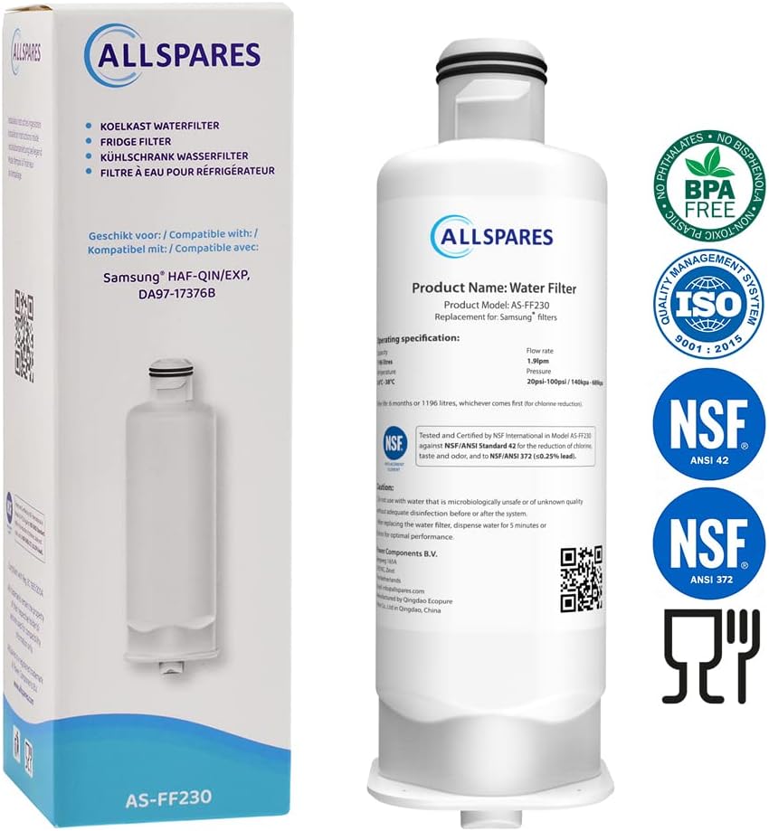 AllSpares Wasserfilter für Kühlschrank geeignet für Samsung DA97-17376B / HAF-QIN/EXP (4 Stück), 4 S