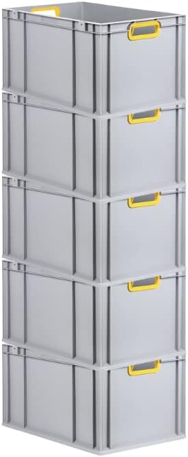 SuperSparSet 5x Eurobox NextGen Color | HxBxT 32x40x60cm | 65 Liter | Griffe gelb offen | Verstärkte