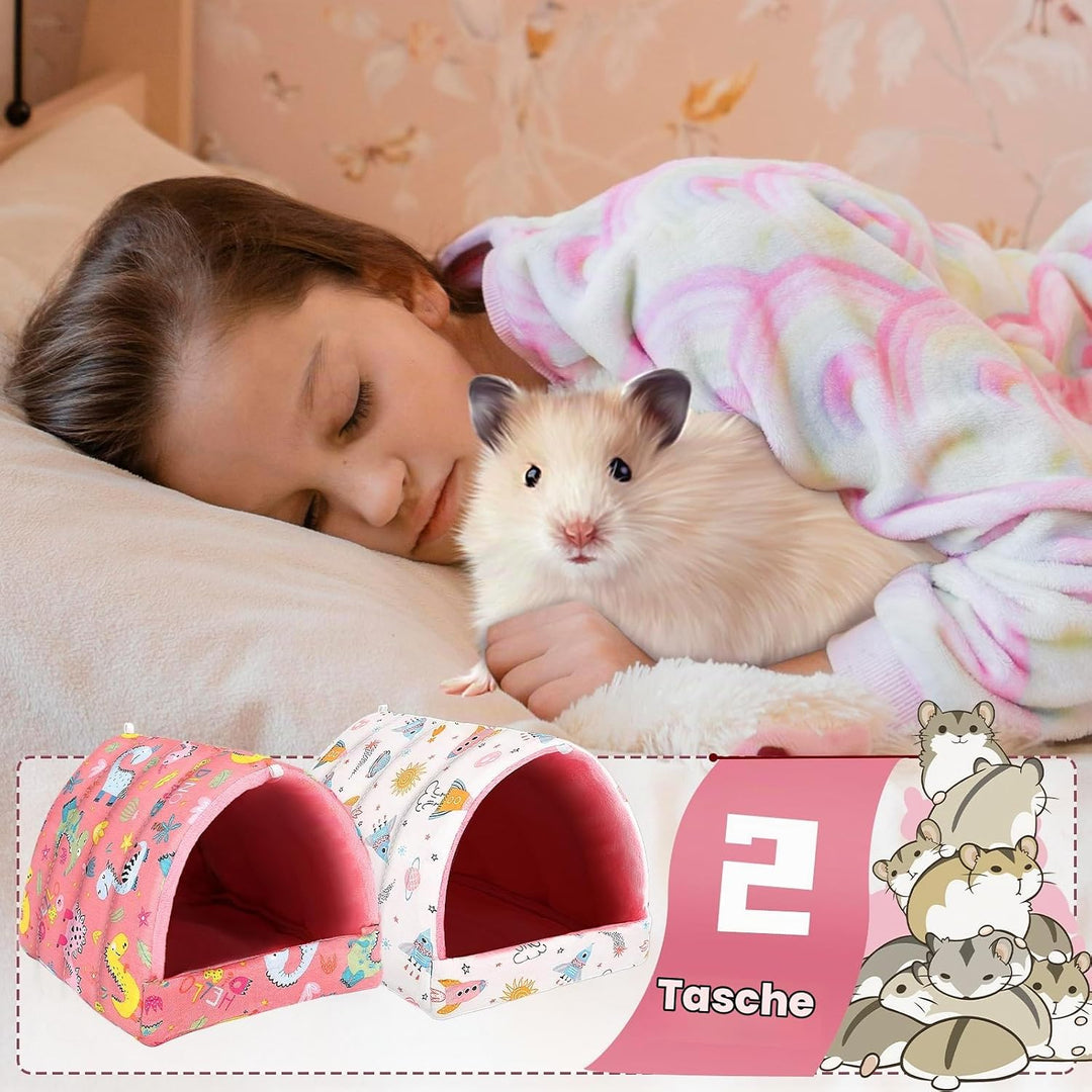 UPINS 2er-Pack Meerschweinchenbett, Meerschweinchenversteck, waschbar, Kleintierhaus, Käfigzubehör f