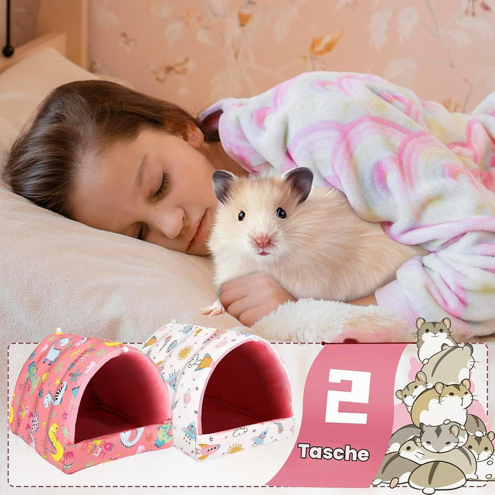 UPINS 2er-Pack Meerschweinchenbett, Meerschweinchenversteck, waschbar, Kleintierhaus, Käfigzubehör f