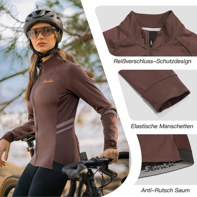 Santic Fahrradjacke Damen Winter Thermo Jacken Winddichte Laufjacke Leichte Atmungsaktiv Langarm Ref
