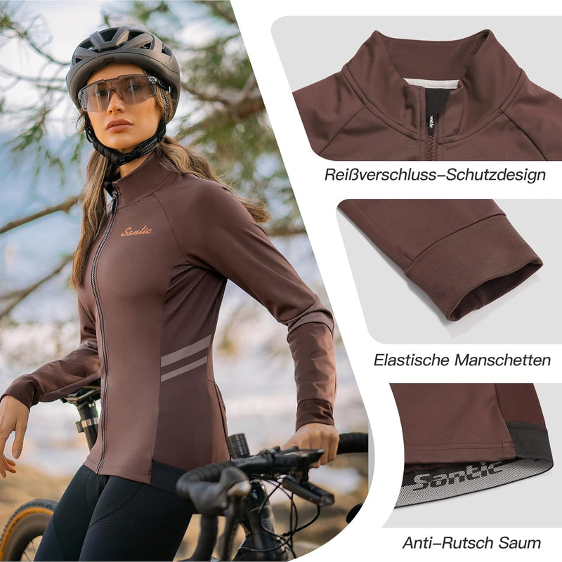 Santic Fahrradjacke Damen Winter Thermo Jacken Winddichte Laufjacke Leichte Atmungsaktiv Langarm Ref