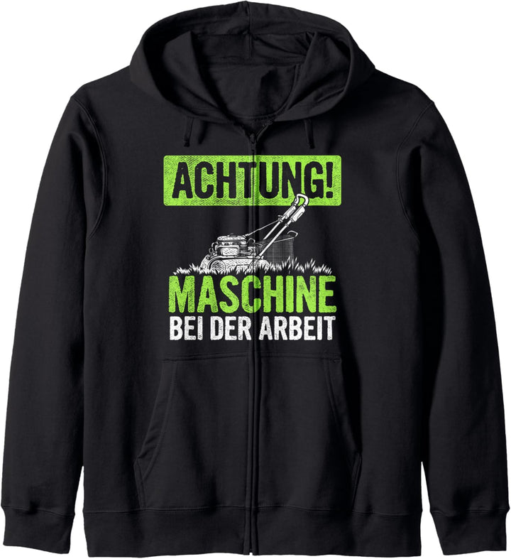 Gärtner Achtung Maschine Bei der Arbeit Rasenmäher Gärtnerei Kapuzenjacke