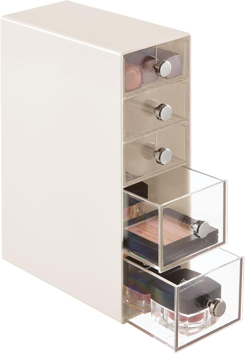 mDesign Make-up Organizer – Aufbewahrungsbox mit 5 Schubladen für Mascara, Puder, Nagellack und mehr