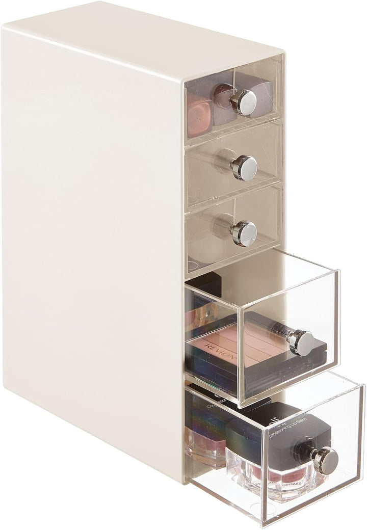 mDesign Make-up Organizer – Aufbewahrungsbox mit 5 Schubladen für Mascara, Puder, Nagellack und mehr