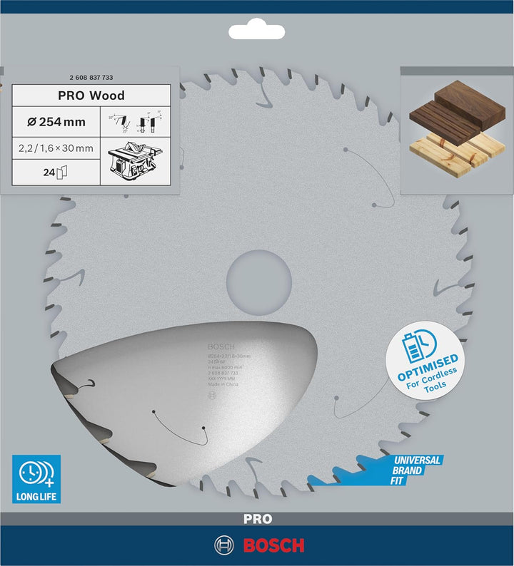 Bosch Professional 1x Kreissägeblatt Standard for Wood (Holz, Sägeblatt Ø 254 x 30 x 2,2 mm, 24 Zähn