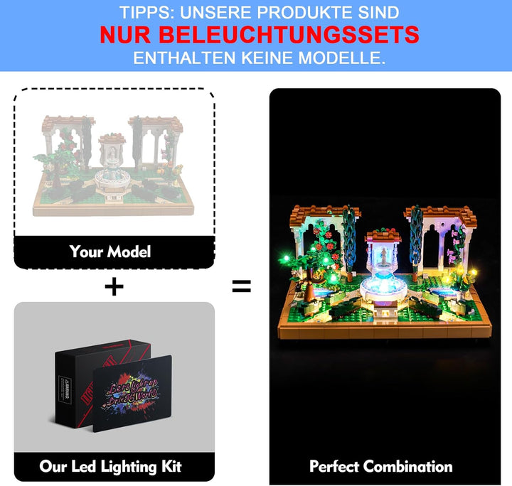 Licht Set Kompatibel mit Lego Springbrunnengarten Fernbedienung, Nur Lichter Set - Kein Modell, Lich