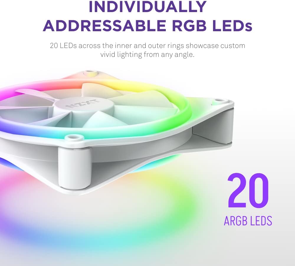NZXT F140 RGB Duo Doppelpack – 2 x 140 mm doppelseitige RGB-Lüfter mit RGB-Controller – 20 individue