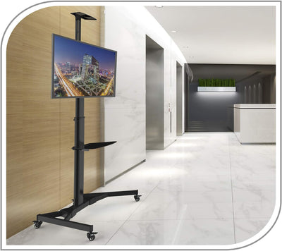 PureMounts PM-CART-70B TV Standfuss für LCD/LED/Plasma Bildschirme von 94-178 cm (37-70 Zoll) schwar