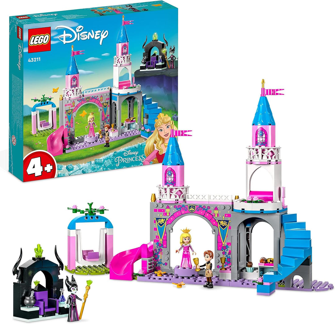 LEGO 43211 Disney Princess Auroras Schloss Spielzeug zum Bauen mit Dornröschen, Prinz Philip & Malef