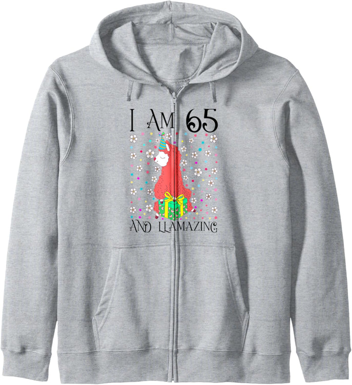 I am 65 and LLamazing Girl 65th Llama Birthday Party Gift Kapuzenjacke