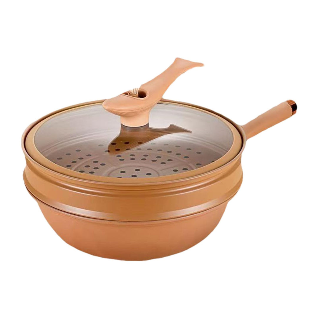 Antihaftbeschichteter Wok Eisen Wok Mit Deckel Wok Mit Dampfkorb Ton Antihaft- Gesundheitstopf Bratp