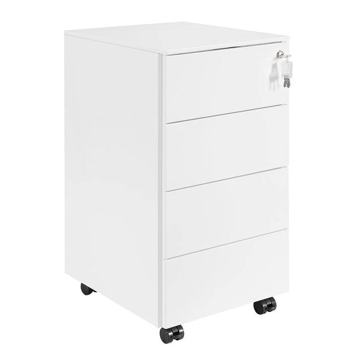 Rollcontainer, Mobiler Aktenschrank mit Schloss, 4 Schlüssel, 4 Schubladen, Metallschrank, Bereits V