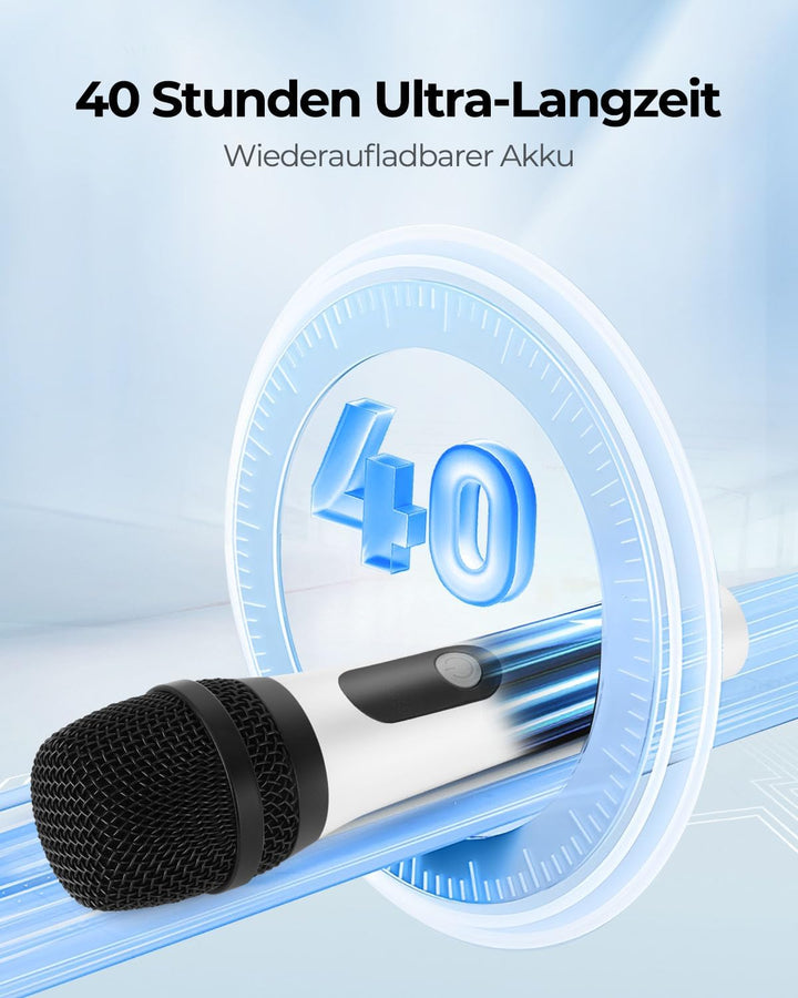 ALPOWL Kabelloses Mikrofon, Duales Digitales Dynamisches Bluetooth Mikrofon mit wiederaufladbarem Em