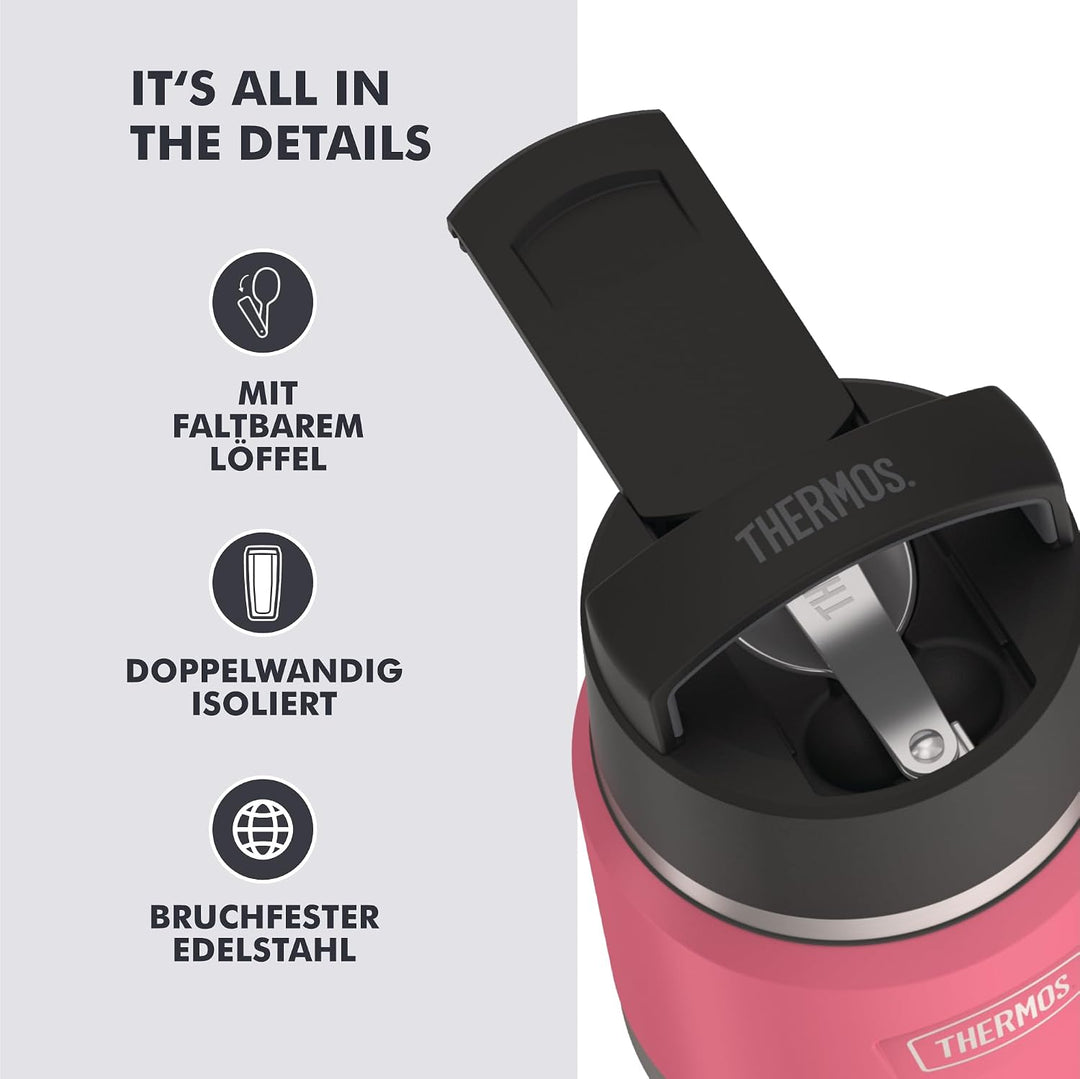 Thermos ICON Kids Thermobehälter für Essen 0,35l, pink, Edelstahl, absolut dicht, hält Speisen 12h h