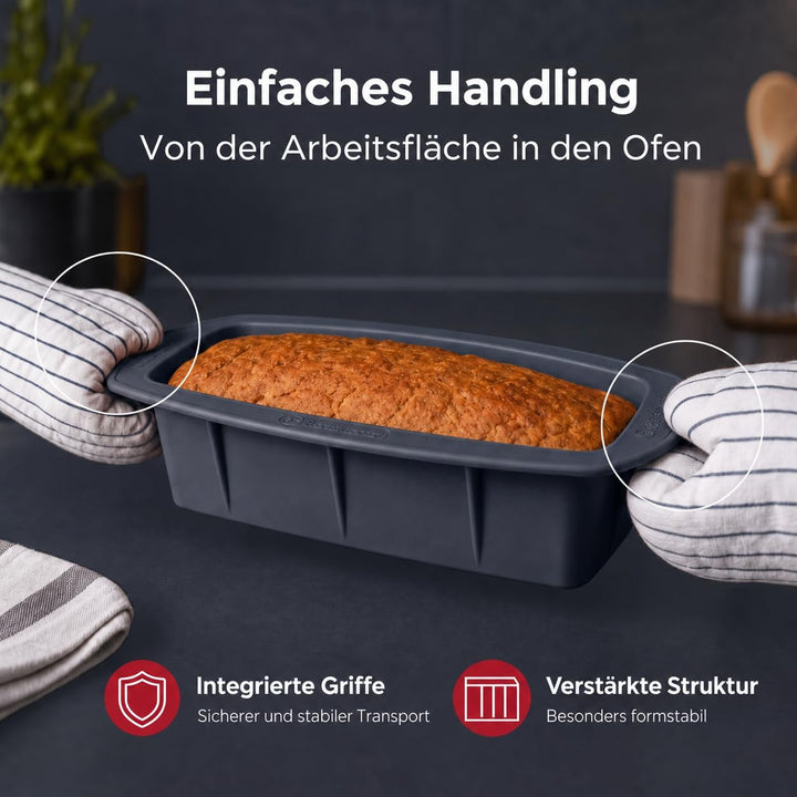 Backhaus FlexBake Silikon Kastenform 26cm – BPA-frei, antihaftend, mit Verstärkungsrand, LFGB-zertif