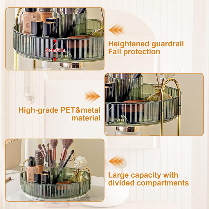 SHANNA Make Up Kosmetik Organizer: 3 Verstellbare Ebenen Make-Up-Aufbewahrung auf Ständer, Drehbarer