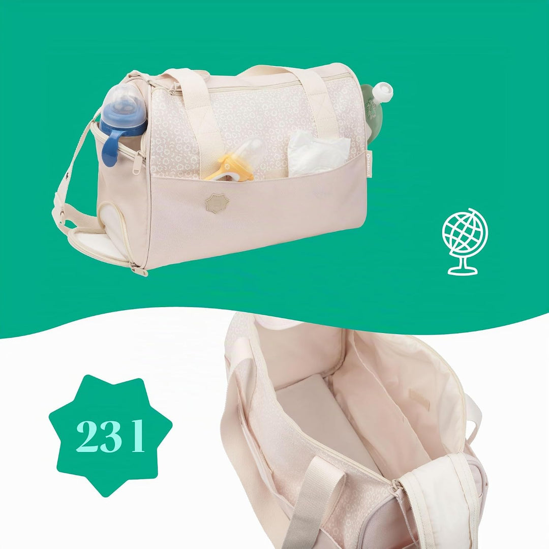 Badabulle Wickeltasche Pocketstyle - Kinderwagentasche inklusive Wickelzubehör Creme, Creme