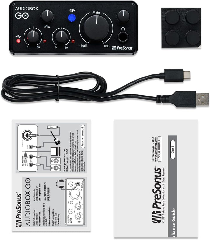 PreSonus AudioBox GO, USB C Audio-Interface für die Musikproduktion inklusive Aufnahmesoftware (DAW)