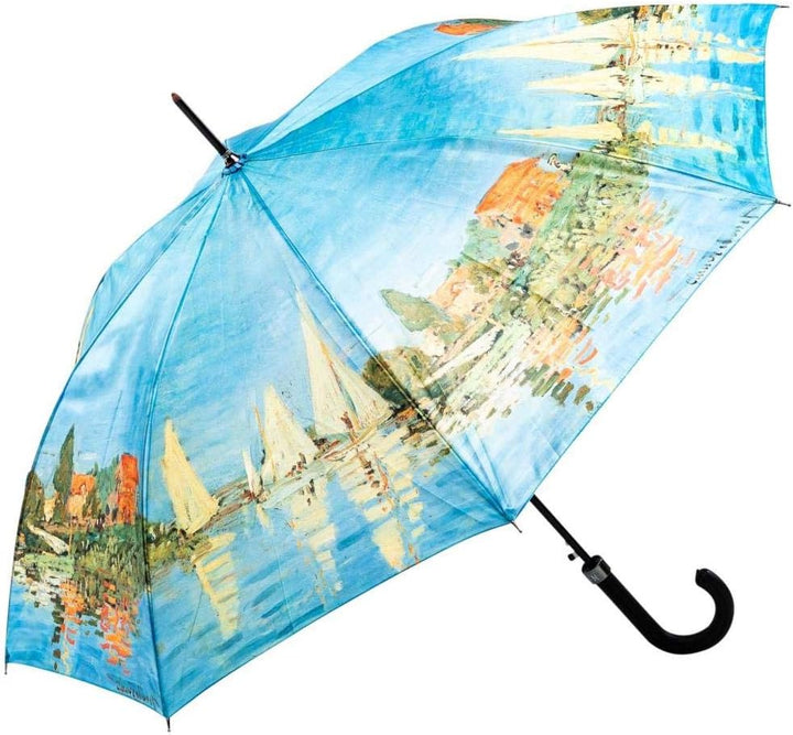 LUCKYWEATHER Regenschirm Stockschirm Damen/Herren Motiv Regatta bei Argenteuil Auf-Automatik I Stock