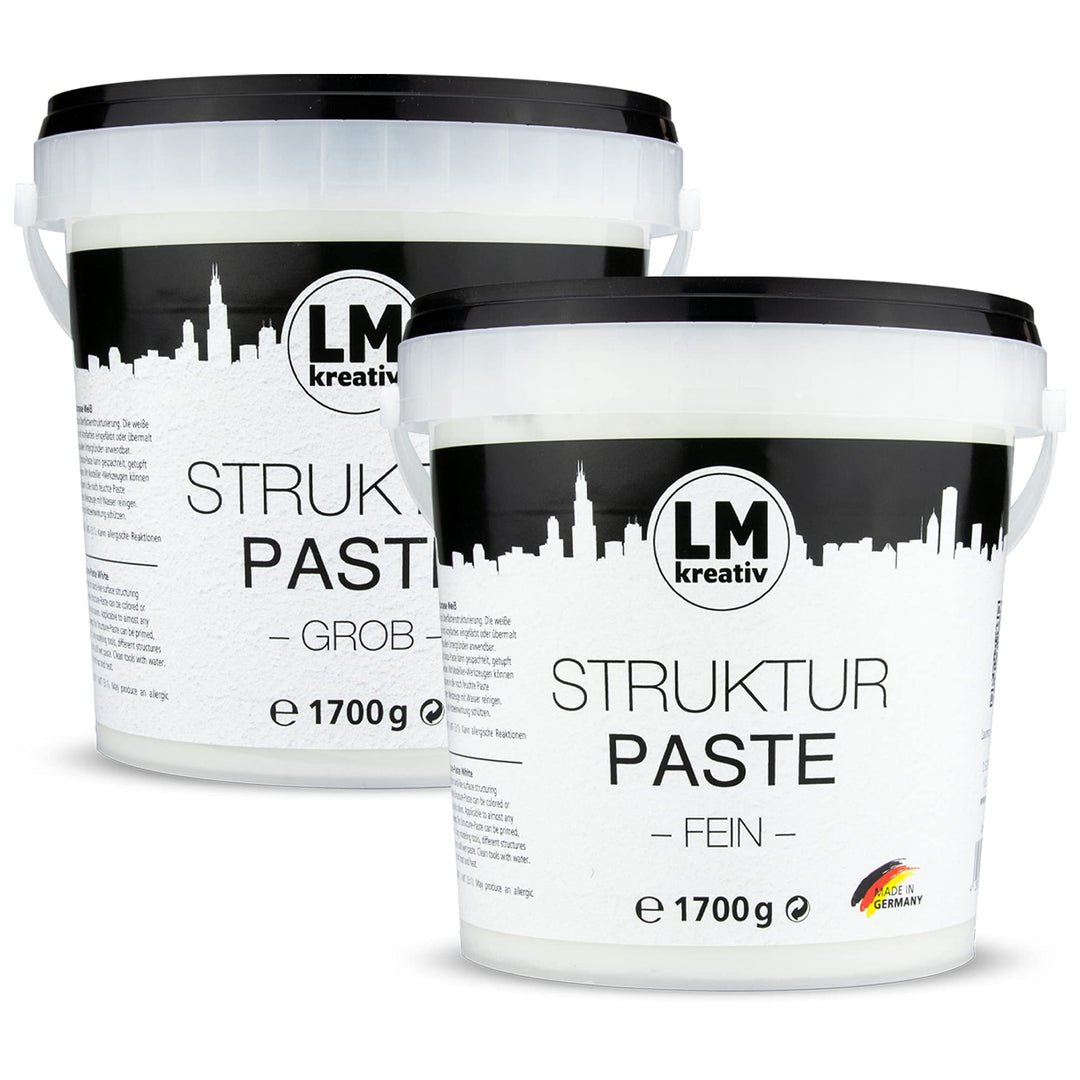 LM Strukturpaste fein & grob je 1,7 kg | Texture Paste | Strukturpaste für Acrylmalerei | Strukturpa