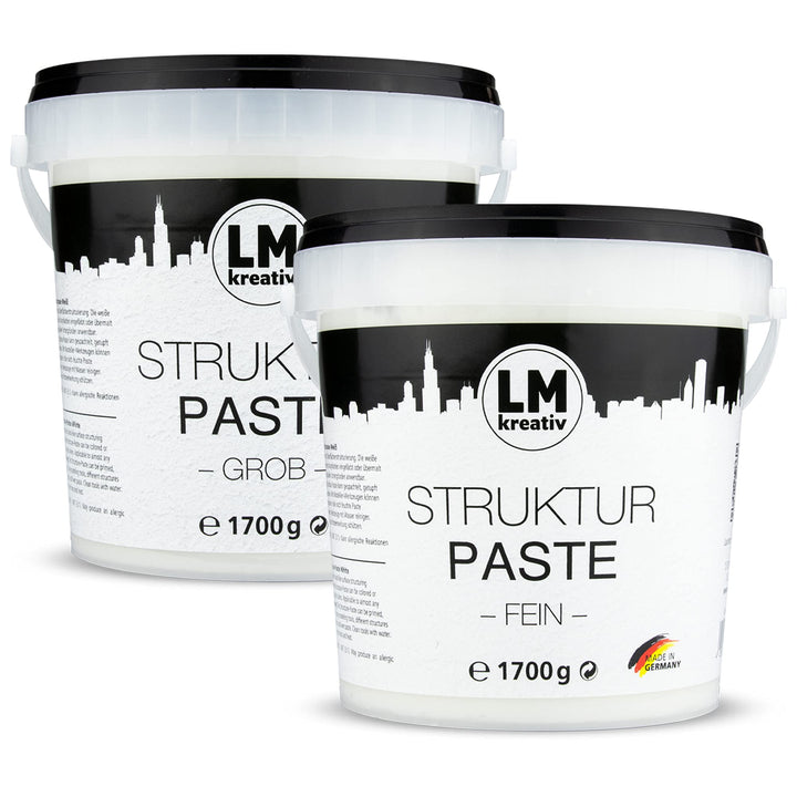 LM Strukturpaste fein & grob je 1,7 kg | Texture Paste | Strukturpaste für Acrylmalerei | Strukturpa