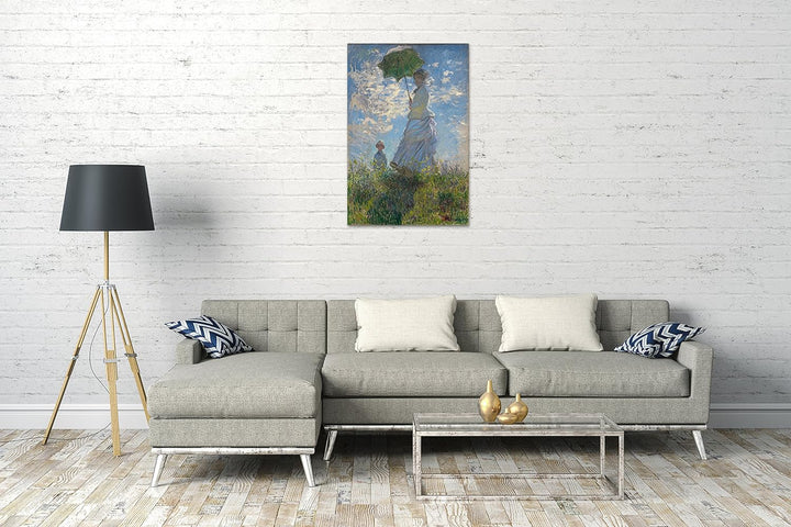 Printed Paintings Leinwand (60x80cm): Claude Monet - Frau mit Sonnenschirm - Madame Monet mit Ihr 60