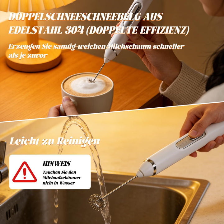 Aohcae Milchaufschäumer Stab, USB Handheld Milchaufschäumer Wiederaufladbar, 3 Gang Aufschäumer mit