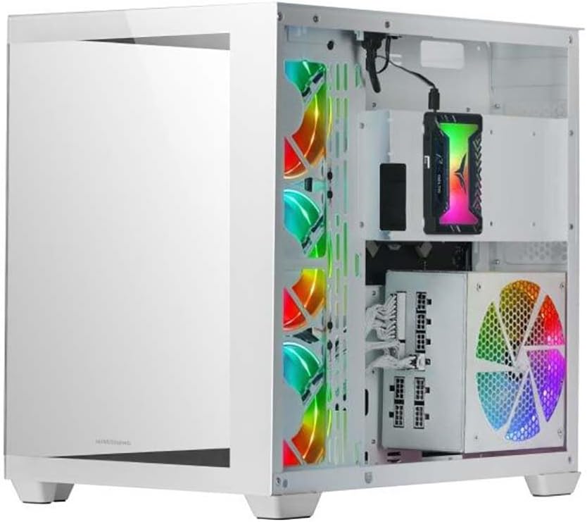 Mars Gaming MCV4 Weiss, Custom XXL E-ATX Gaming Tower, Rahmenloses Front und Seitenfenster Gehärtete