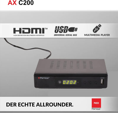 RED OPTICUM C200 HD Kabelreceiver I Digitaler Kabel-Receiver HD mit LED-Display - EPG - HDMI - USB -