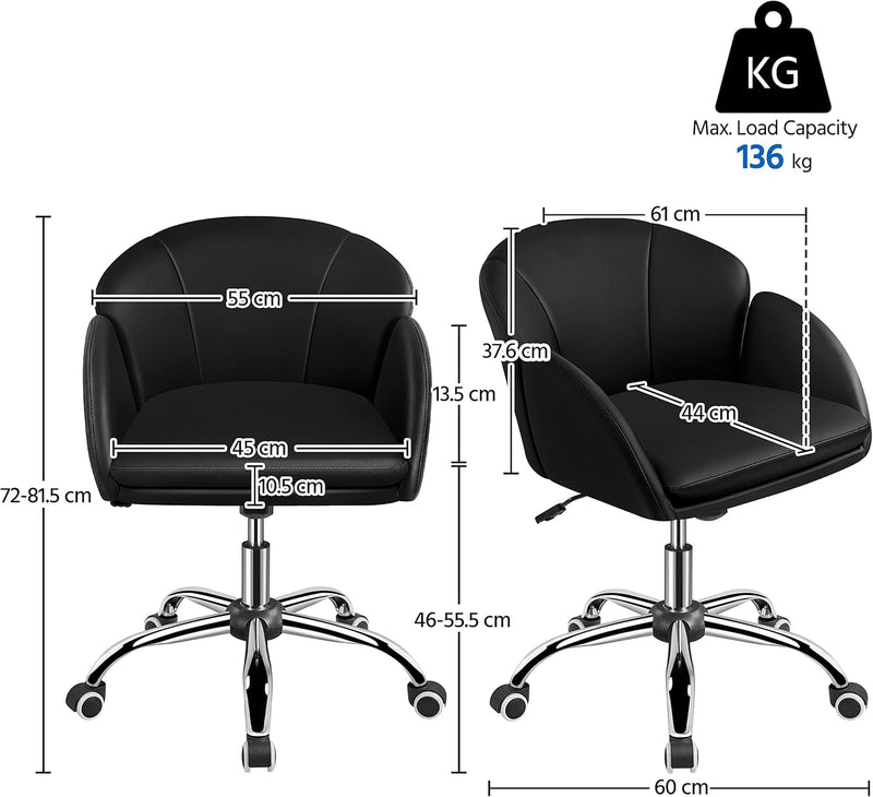 Yaheetech Schreibtischstuhl Ergonomisch Bürostuhl bis 136 kg Belastbar, Drehstuhl Höhenverstellbar C