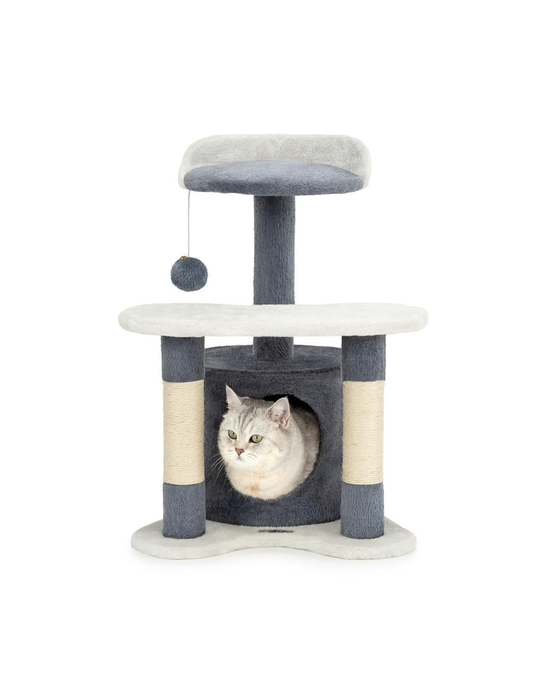 lionto Kratzbaum Kletterbaum Katzenkratzbaum Katzenbaum Höhe 65 cm, grau/weiss, Grau/Weiss