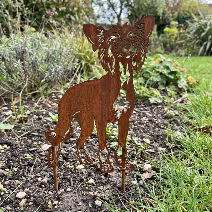 KPGA KAPAGA HOME & GARDEN Edelrost Gartenstecker Nackthund - Rost Deko Hund Rostfigur Gartendeko für