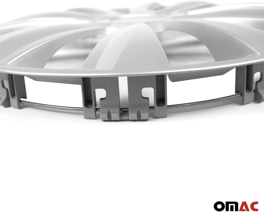 OMAC - ABS Silber Radkappen 40.6 cm 4er Set, Tapas para Rines 16, Premium Radabdeckungen 16 Zoll, R1