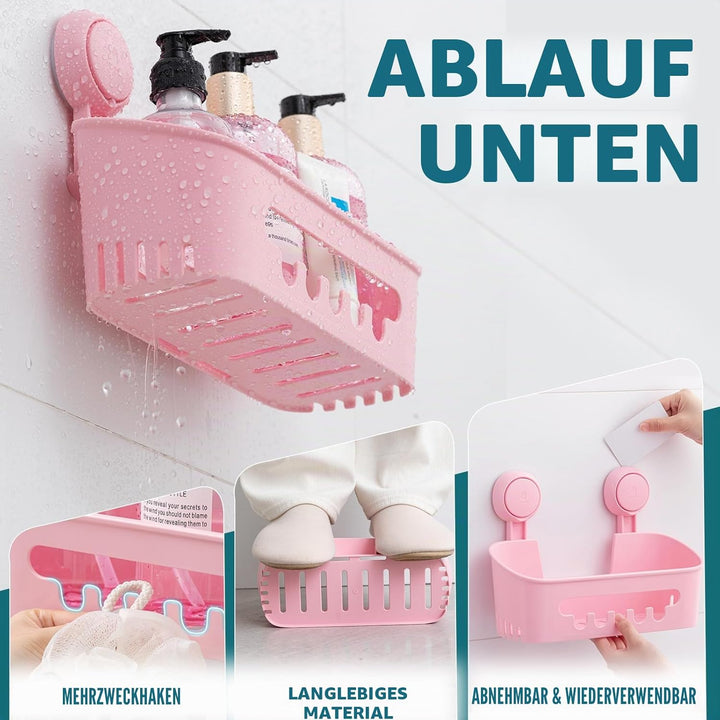 TAILI Duschablage mit Saugnapf, Wandmontage, Bad-Organizer, Regal für Shampoo, Duschgel, Kunststoff-