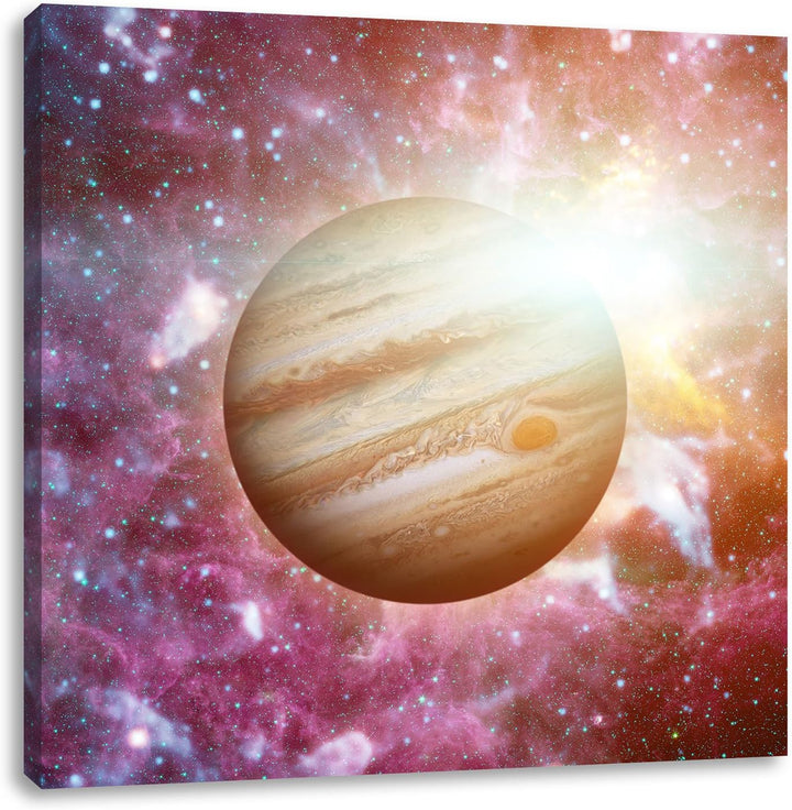 Pixxprint Planet Jupiter im Universum, Format: 70x70 auf Leinwand, 70x70