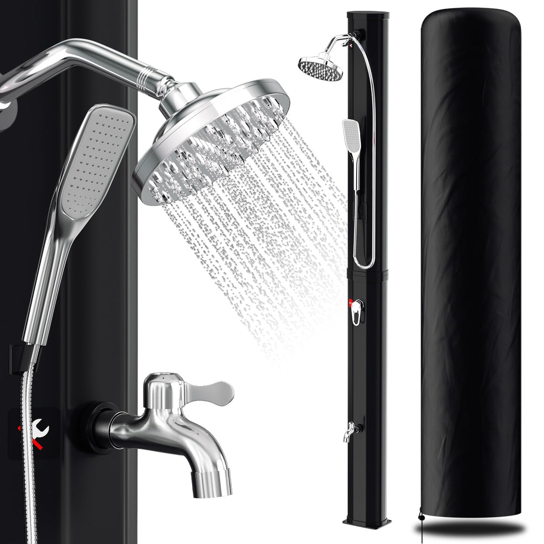 Randaco Solardusche Solar Gartendusche warmes Wasser Bis Zu 60°C Ohne Stromanschluss Pooldusche Camp