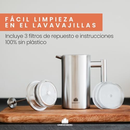 Groenenberg Spar Set 1 | French Press Thermo 320ml + Kaffeemühle manuell | Edelstahl Kaffeepresse Ka
