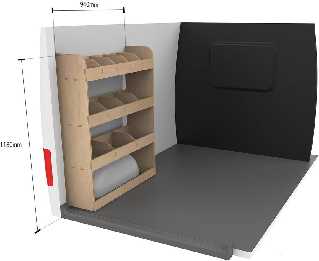 Vanify - Kompatibel mit Renault TRAFIC L1 2015+ Fahrzeugeinrichtung Fahrzeugregale, Fahrerseite hint