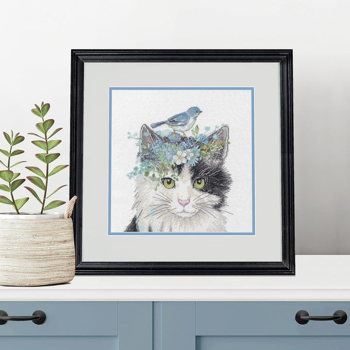 Dimensions Kreuzstich-Set, Motiv: Katze, Blumenkrone, mehrfarbig, 4-teilig