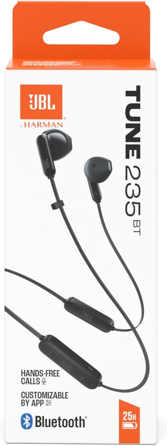 JBL Tune 235BT Bluetooth Wireless In Ear Kopfhörer mit 3 Tasten Mikrofon/Fernbedienung und Flachkabe