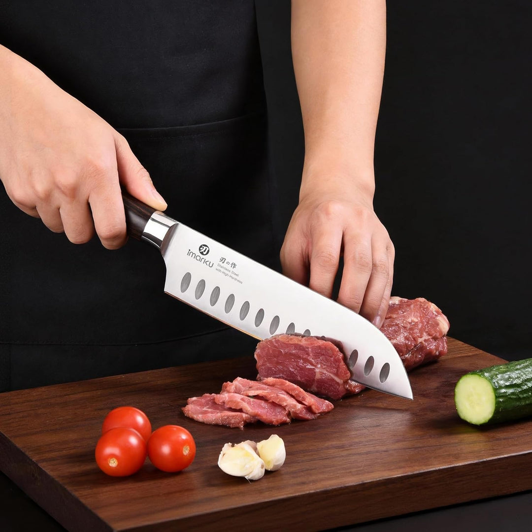 iMarku Antihaft Santoku Messer Profi Kochmesser [Ultra Scharfem] Japanisches Allzweck Küchenmesser [